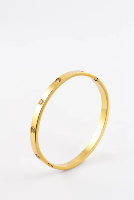 GOLD WITH CRYSTAL HINGED BANGLE
