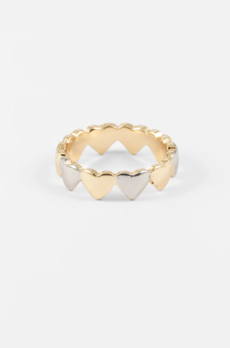 Gold and Silver Two-Colored Heart Ring