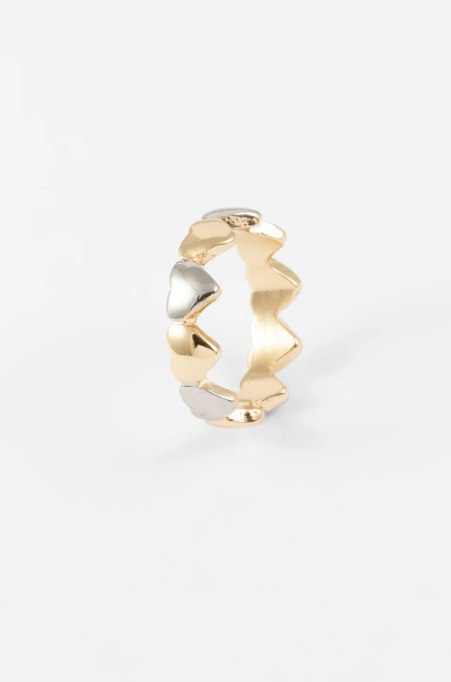 Gold and Silver Two-Colored Heart Ring