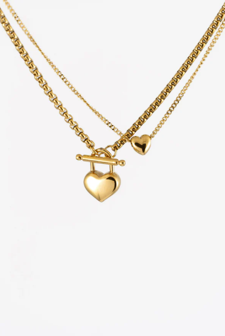 GOLD 2 PACK HEART PENDANT NECKLACE-1