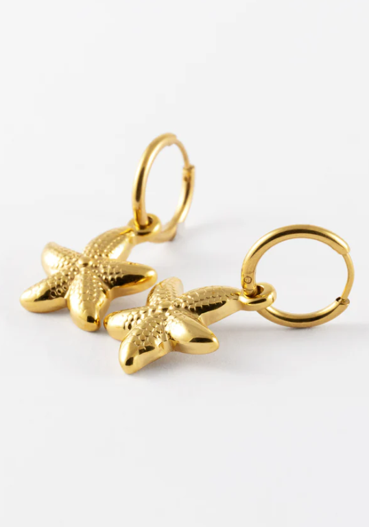 Golden starfish earring