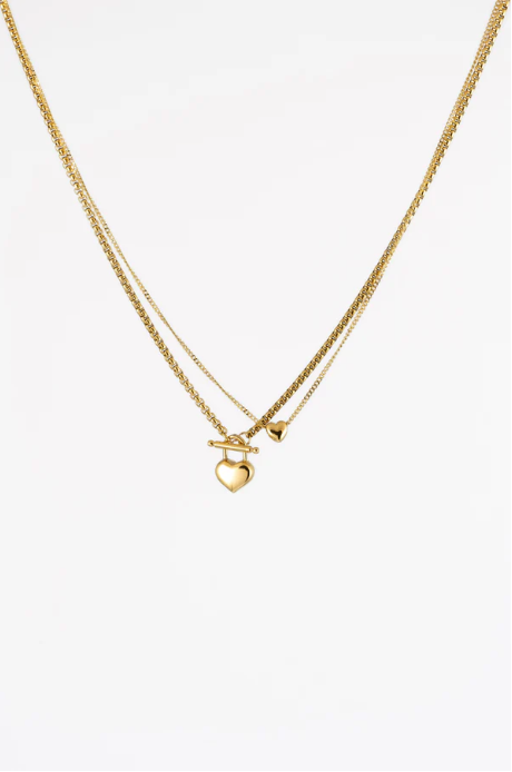 GOLD 2 PACK HEART PENDANT NECKLACE-1